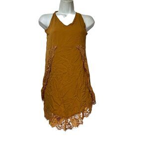 Free people mustard Yellow v neck slip dress Size S